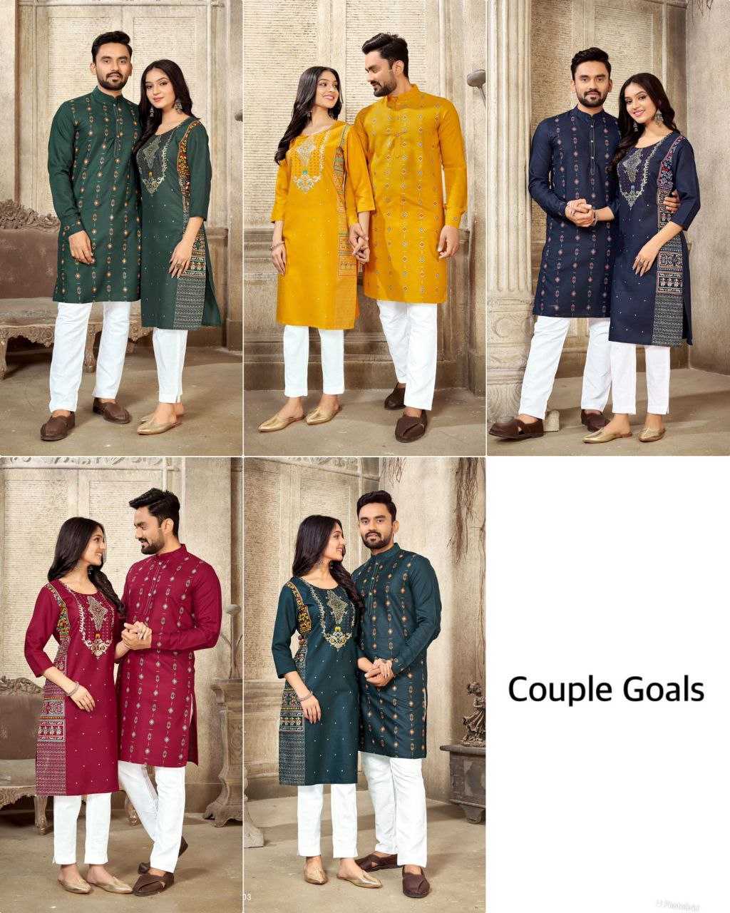 YNF PURE COTTO KESH246 Couple Dream V-4 COUPLE WEAR WHOLESALE MENS KURTA PAYJAM & FEMALE KURTIS BOTTOM MANUFACTURER - Deevit International