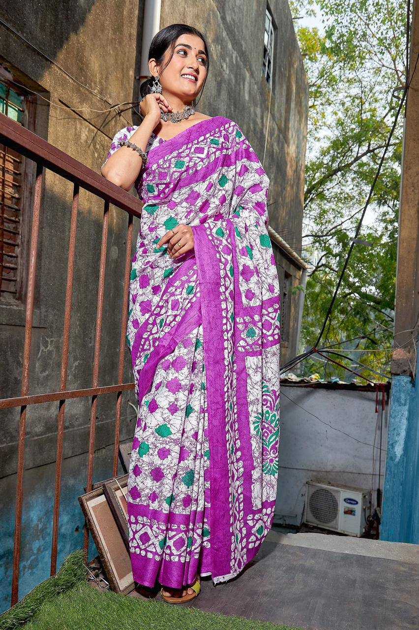 YNF PURE COTTON KESH244  IKKAT FUNDA SAREES WHOLESALE BLOCK PRINTED COTTON LADIES OFFICE WEAR SAREES MANUFACTURER - Deevit International