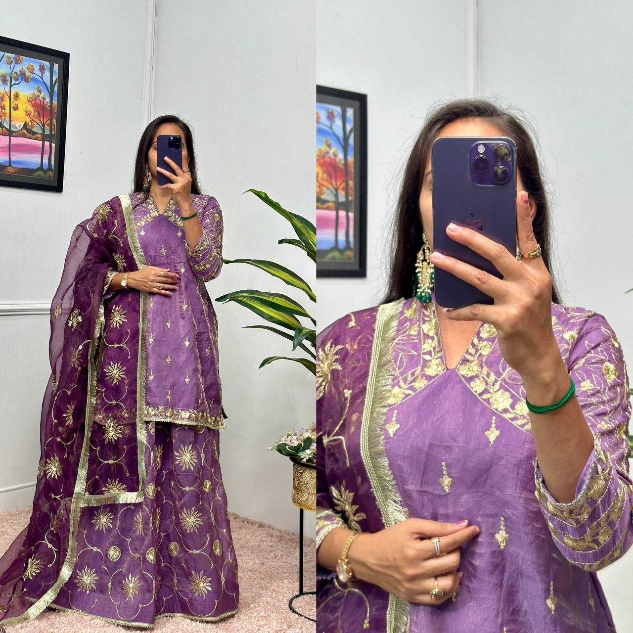 YNF RUSSIAN SILK RIN181 1071 LEHENGAS WHOLESALE SILK EMBROIDERED PURPLE LEHENGAS MANUFACTURER - Deevit International