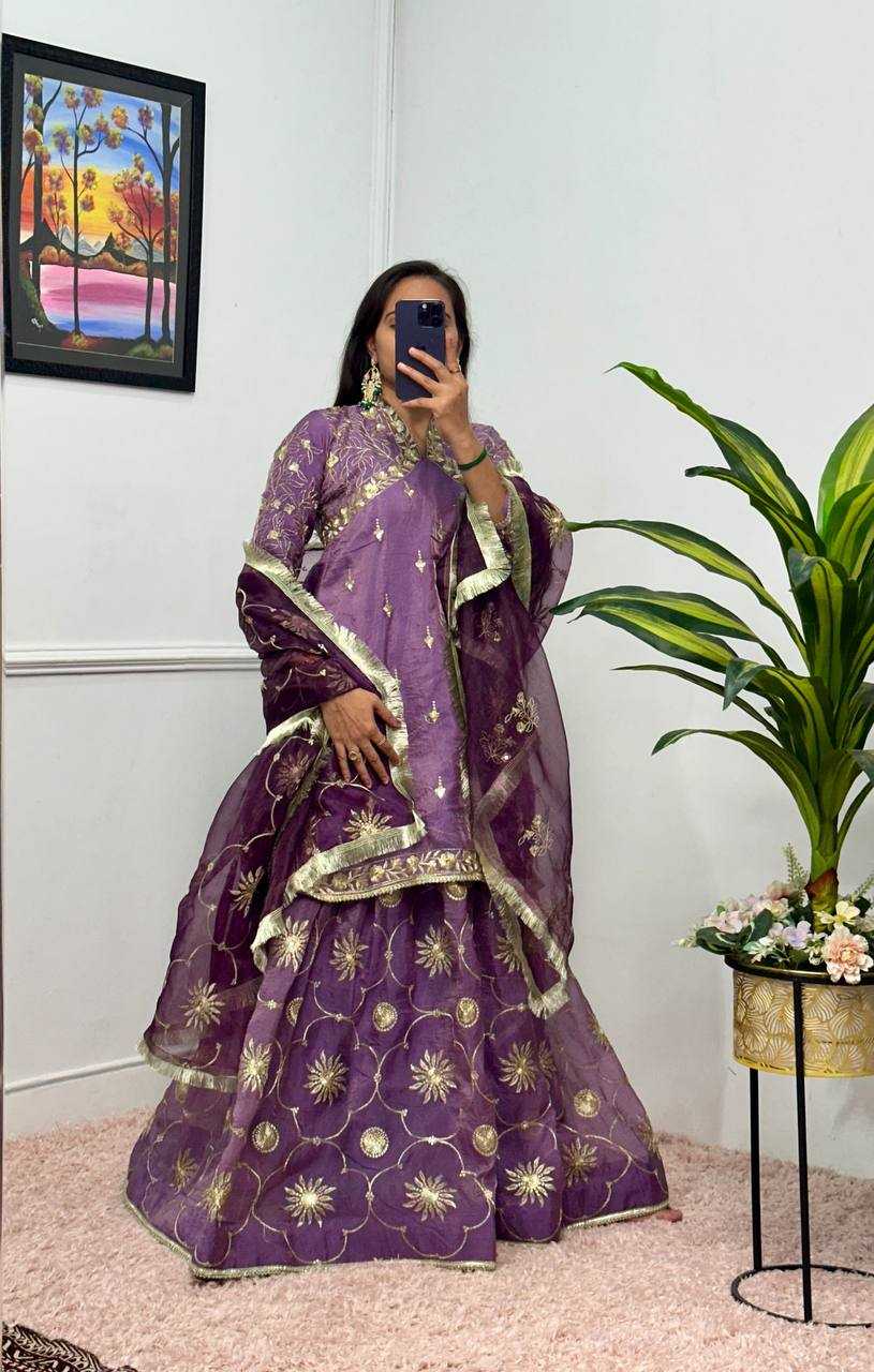 YNF RUSSIAN SILK RIN181 1071 LEHENGAS WHOLESALE SILK EMBROIDERED PURPLE LEHENGAS MANUFACTURER - Deevit International