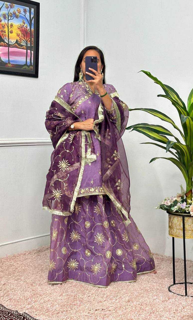 YNF RUSSIAN SILK RIN181 1071 LEHENGAS WHOLESALE SILK EMBROIDERED PURPLE LEHENGAS MANUFACTURER - Deevit International