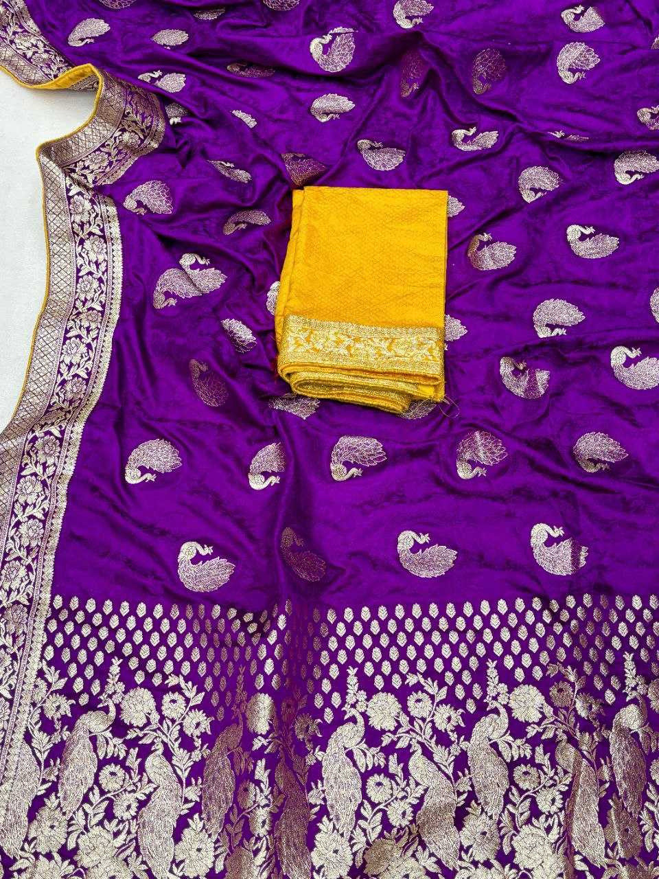 YNF SATIN SILK KESH213 RIN10 SAREES WHOLESALE ZARI BORDER PURPLE SATIN SILK SAREES MANUFACTURER - Deevit International