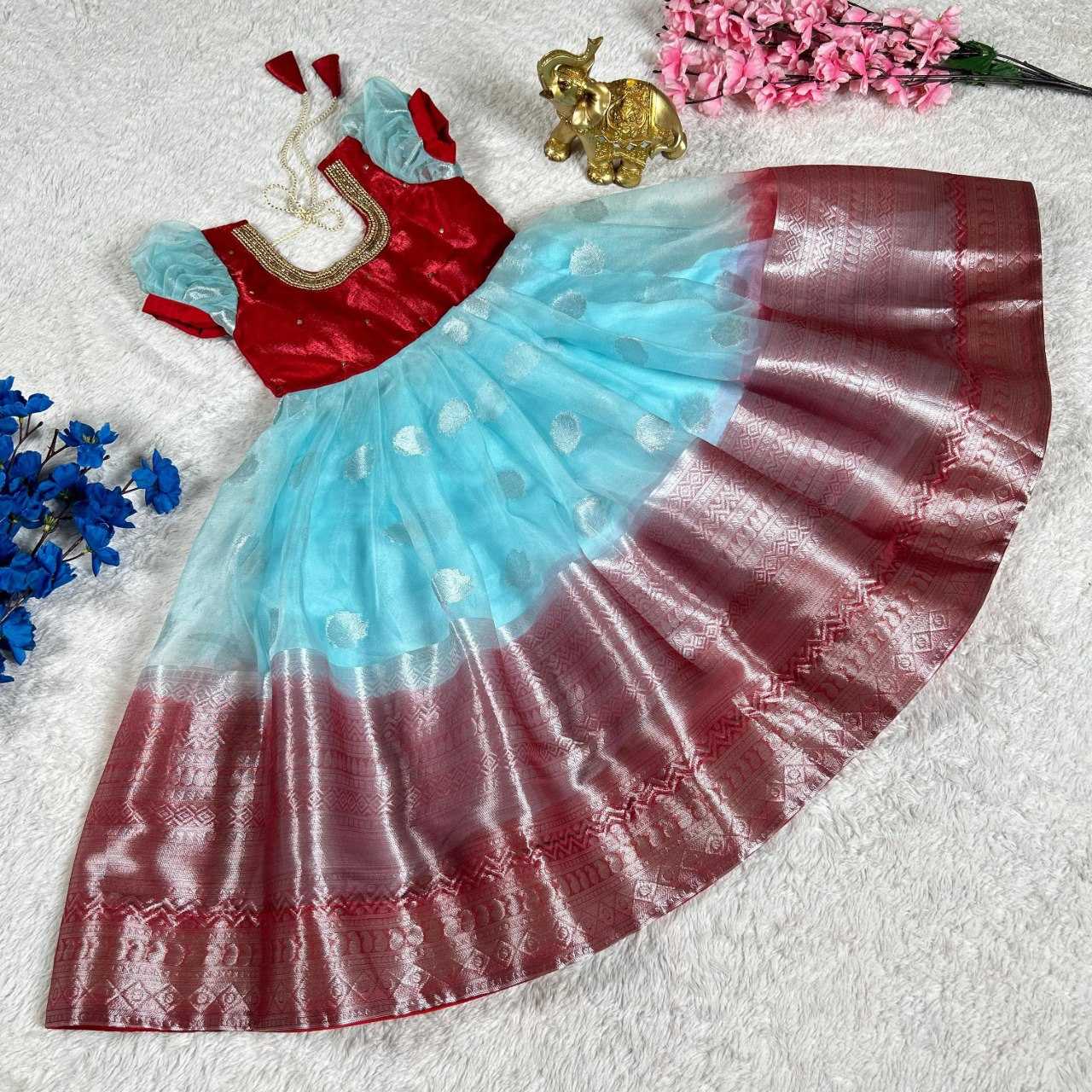 YNF SILK KESH109 RRK102 KIDS WEAR WHOLESALE KIDS WEDDING DESIGNER FESTIVEL GOWN MANUFACTURER - Deevit International