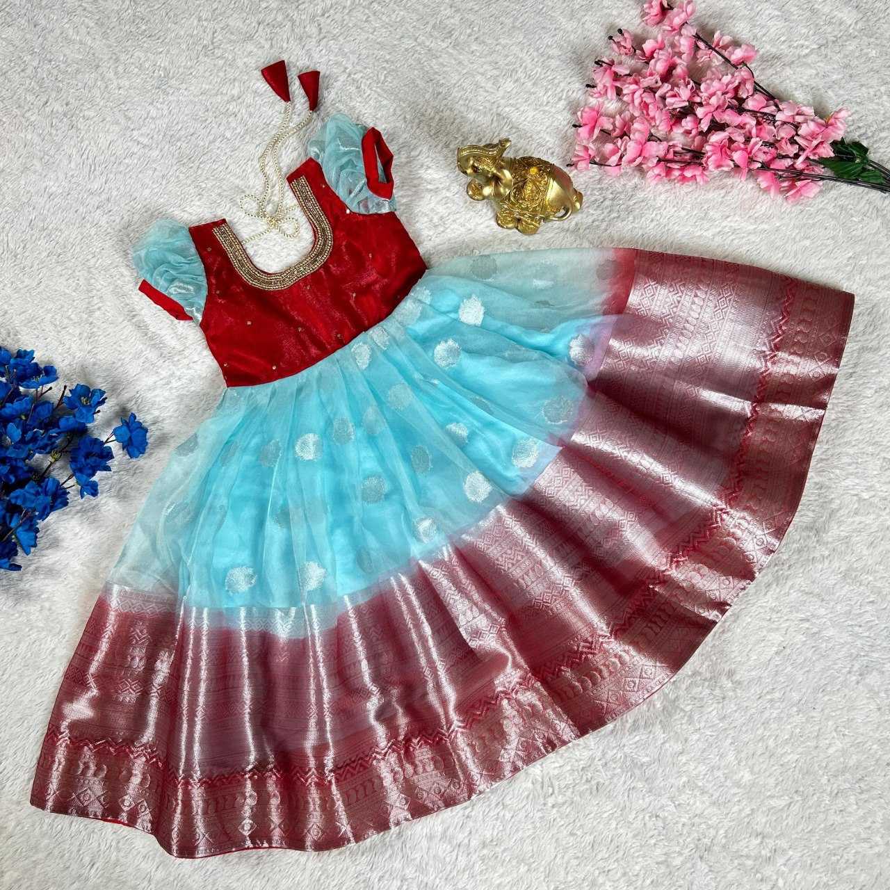 YNF SILK KESH109 RRK102 KIDS WEAR WHOLESALE KIDS WEDDING DESIGNER FESTIVEL GOWN MANUFACTURER - Deevit International