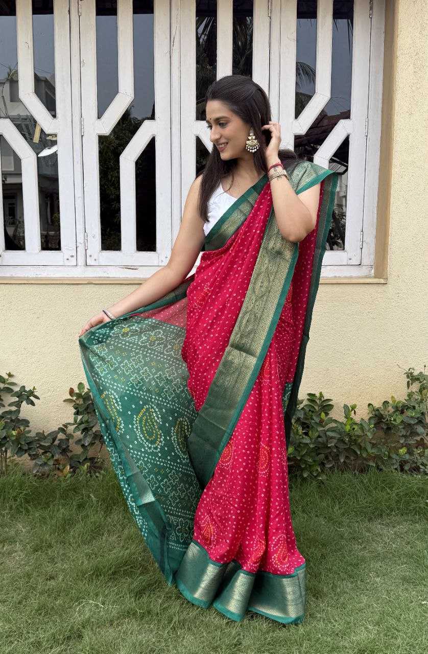 YNF SILK KESH117 RWC43 SAREES WHOLESALE SILK ZARI BORDER BANDHANI PINK FESTIVE SAREES MANUFACTURER - Deevit International