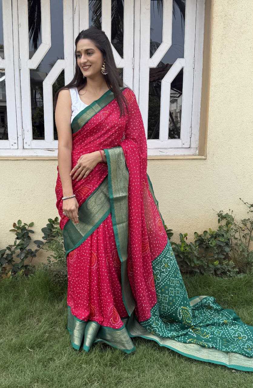 YNF SILK KESH117 RWC43 SAREES WHOLESALE SILK ZARI BORDER BANDHANI PINK FESTIVE SAREES MANUFACTURER - Deevit International