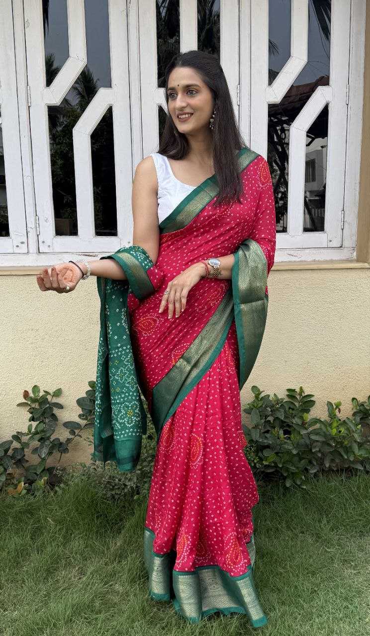 YNF SILK KESH117 RWC43 SAREES WHOLESALE SILK ZARI BORDER BANDHANI PINK FESTIVE SAREES MANUFACTURER - Deevit International