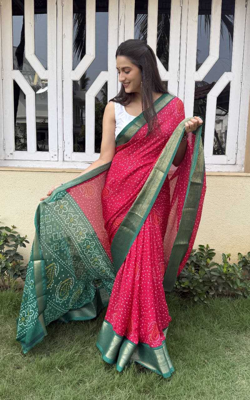 YNF SILK KESH117 RWC43 SAREES WHOLESALE SILK ZARI BORDER BANDHANI PINK FESTIVE SAREES MANUFACTURER - Deevit International