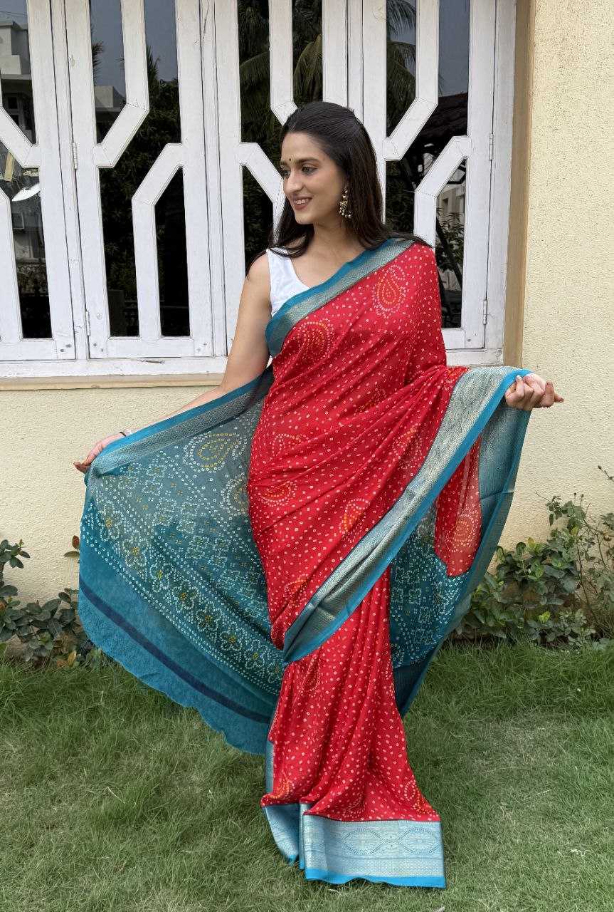 YNF SILK KESH117 RWC46 SAREES WHOLESALE SILK ZARI BORDER BANDHANI RED FESTIVE SAREES MANUFACTURER - Deevit International