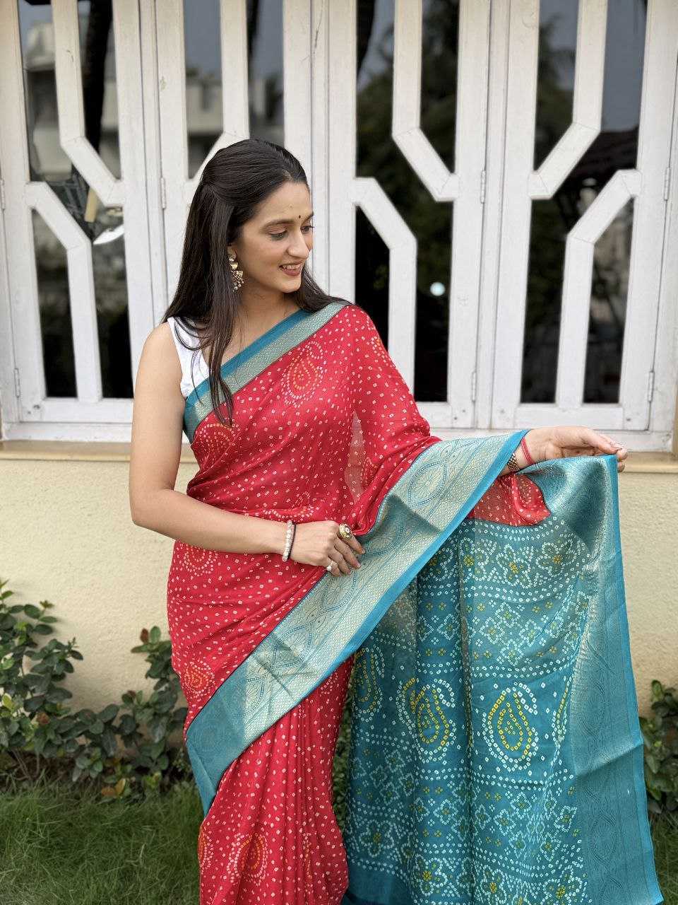 YNF SILK KESH117 RWC46 SAREES WHOLESALE SILK ZARI BORDER BANDHANI RED FESTIVE SAREES MANUFACTURER - Deevit International