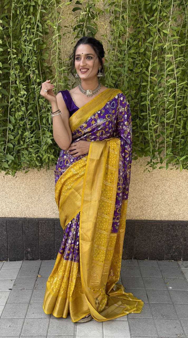 YNF SILK KESH117 RWC75 SAREES WHOLESALE ZARI BORDEER JACQUARD SILK PURPLE SAREES MANUFACTURER - Deevit International