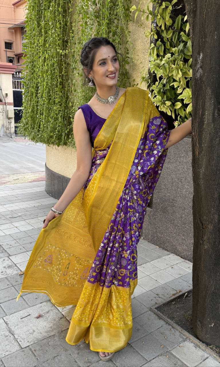 YNF SILK KESH117 RWC75 SAREES WHOLESALE ZARI BORDEER JACQUARD SILK PURPLE SAREES MANUFACTURER - Deevit International