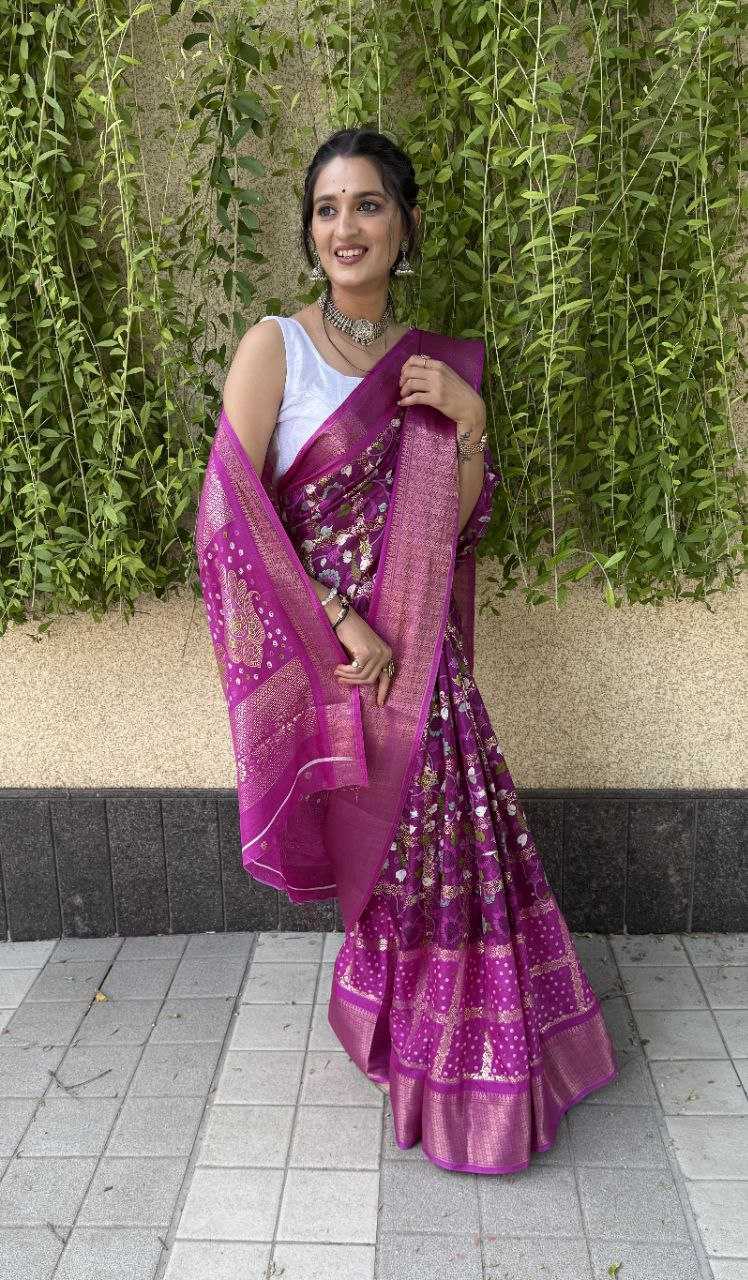 YNF SILK KESH117 RWC78 SAREES WHOLESALE PURPLE PRINTED JACQUARD SILK SAREES MANUFACTURER - Deevit International