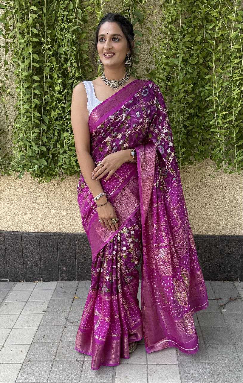 YNF SILK KESH117 RWC78 SAREES WHOLESALE PURPLE PRINTED JACQUARD SILK SAREES MANUFACTURER - Deevit International