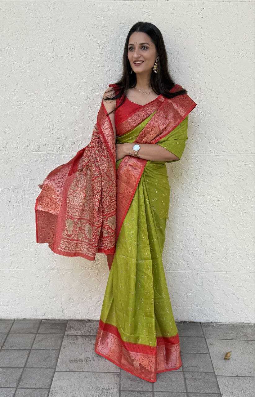 YNF SILK KESH117 RWC86 SAREES WHOLESALE ZARI BORDER SILK MEHENDI OUTFITS SAREES MANUFACTURER - Deevit International