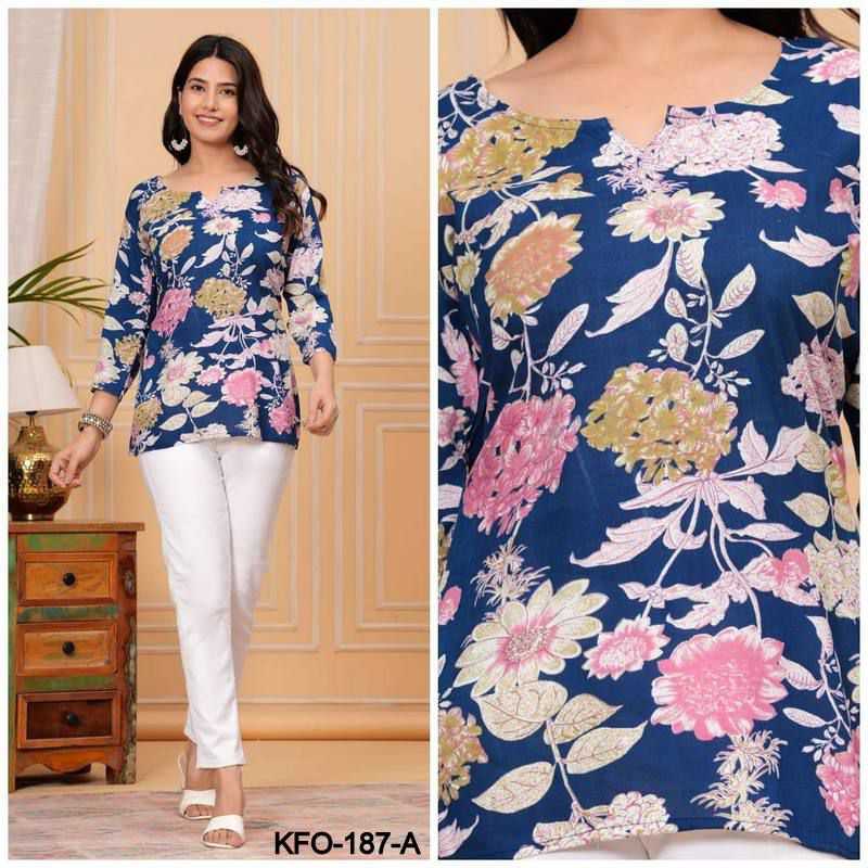 YNF SOFT COTTON KESH252 PIC02 KURTIS WHOLESALE SHORT COTTON PRINTED CASUAL KURTIS MANUFACTURER - Deevit International