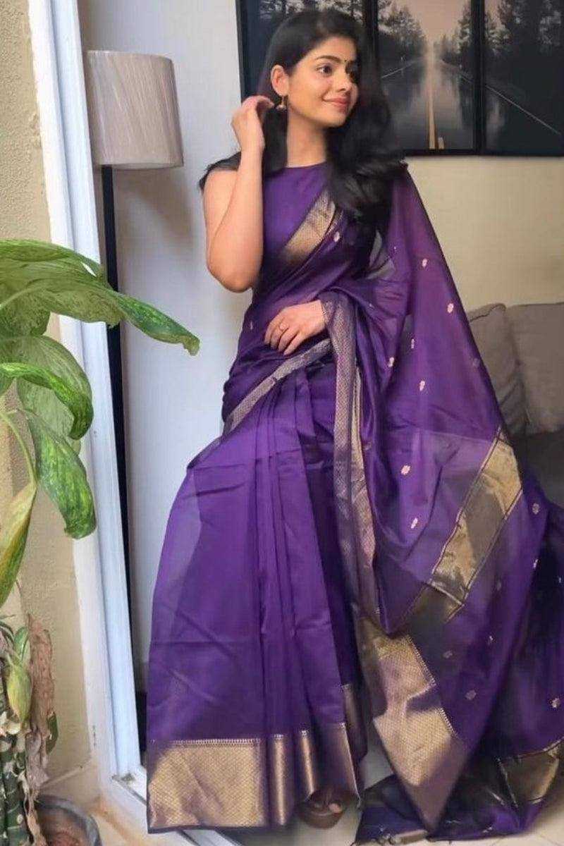 YNF SOFT SILK RIN179 750 SAREES WHOLESALE ZARI BORDER PURPLE LINEN SILK SAREES MANUFACTURER - Deevit International