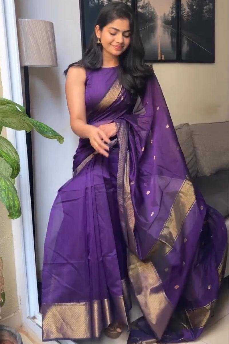 YNF SOFT SILK RIN179 750 SAREES WHOLESALE ZARI BORDER PURPLE LINEN SILK SAREES MANUFACTURER - Deevit International