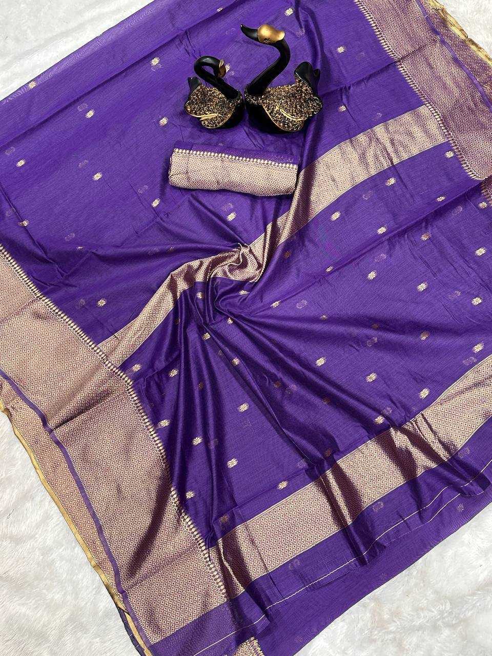 YNF SOFT SILK RIN179 750 SAREES WHOLESALE ZARI BORDER PURPLE LINEN SILK SAREES MANUFACTURER - Deevit International