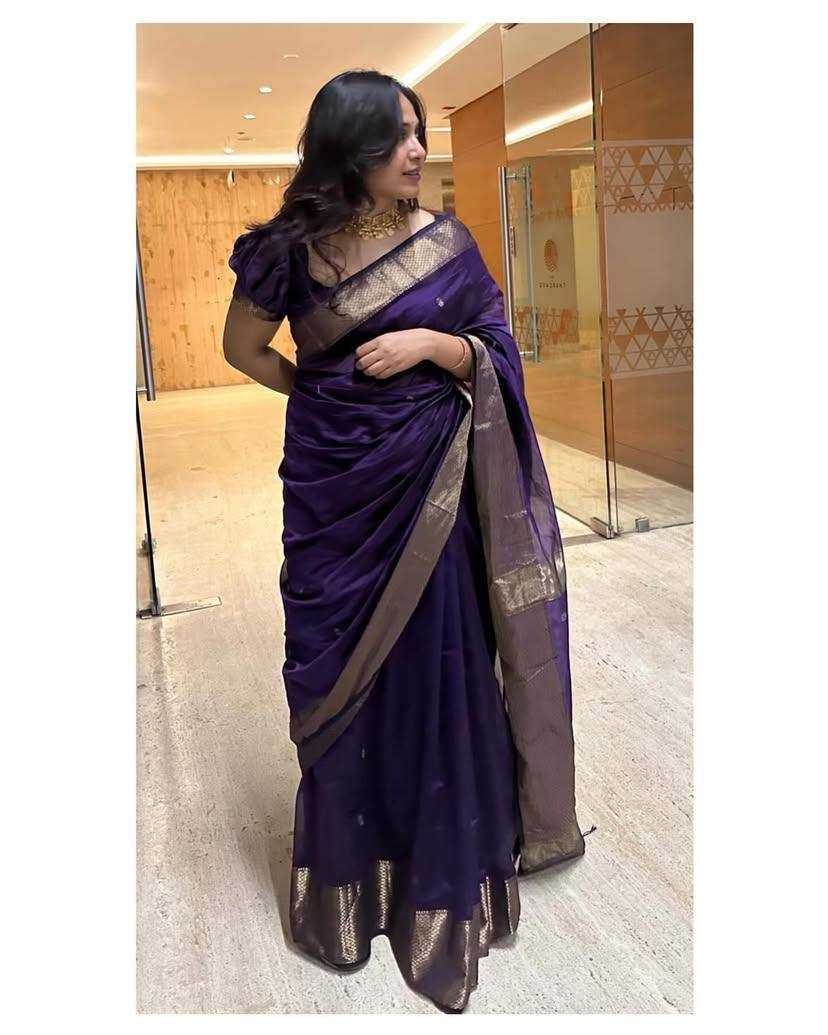 YNF SOFT SILK RIN179 750 SAREES WHOLESALE ZARI BORDER PURPLE LINEN SILK SAREES MANUFACTURER - Deevit International