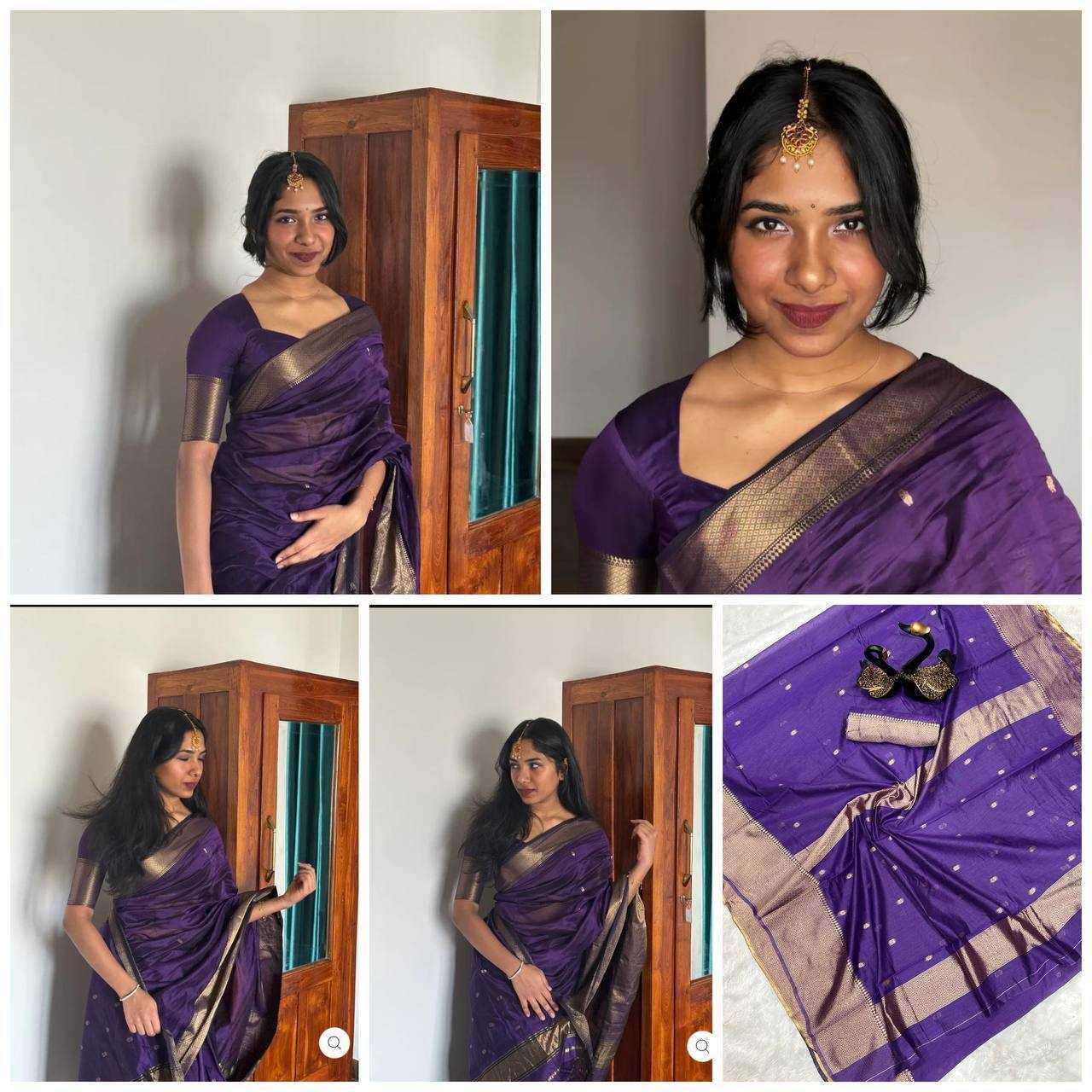 YNF SOFT SILK RIN179 750 SAREES WHOLESALE ZARI BORDER PURPLE LINEN SILK SAREES MANUFACTURER - Deevit International