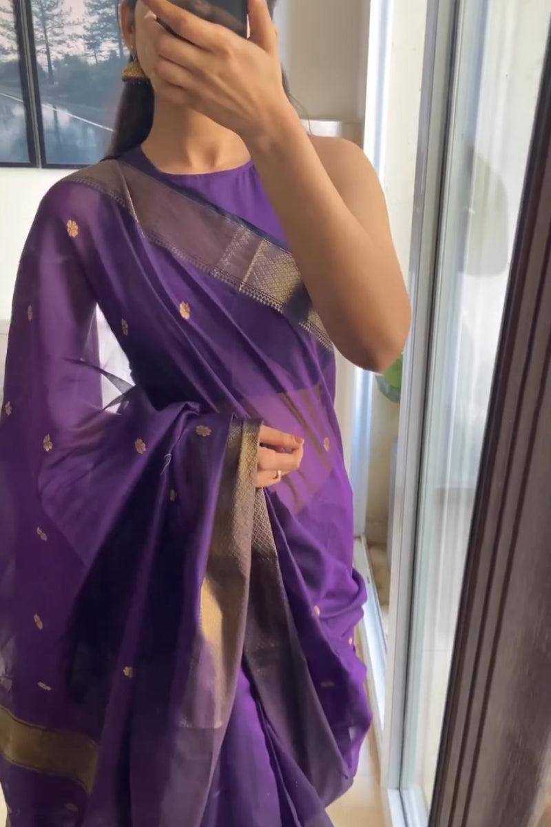 YNF SOFT SILK RIN179 750 SAREES WHOLESALE ZARI BORDER PURPLE LINEN SILK SAREES MANUFACTURER - Deevit International