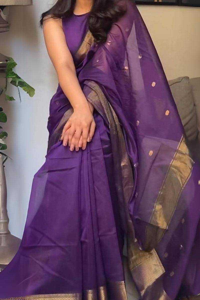 YNF SOFT SILK RIN179 750 SAREES WHOLESALE ZARI BORDER PURPLE LINEN SILK SAREES MANUFACTURER - Deevit International