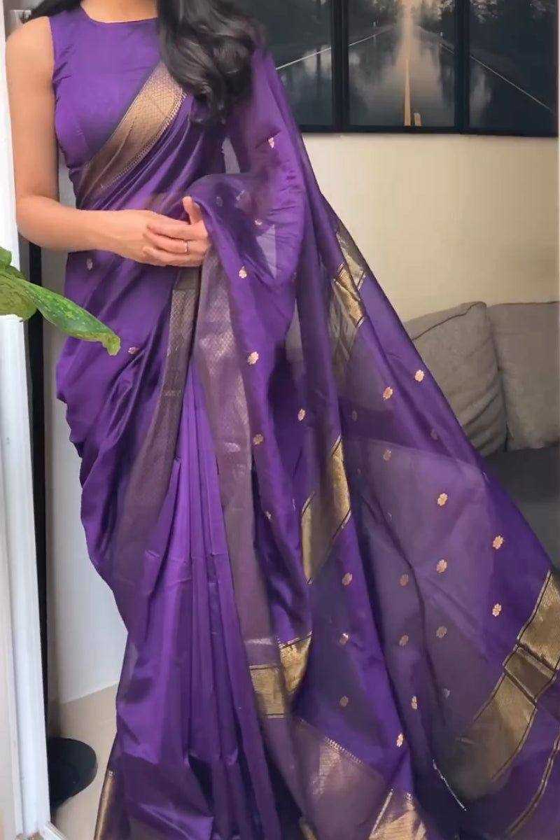 YNF SOFT SILK RIN179 750 SAREES WHOLESALE ZARI BORDER PURPLE LINEN SILK SAREES MANUFACTURER - Deevit International