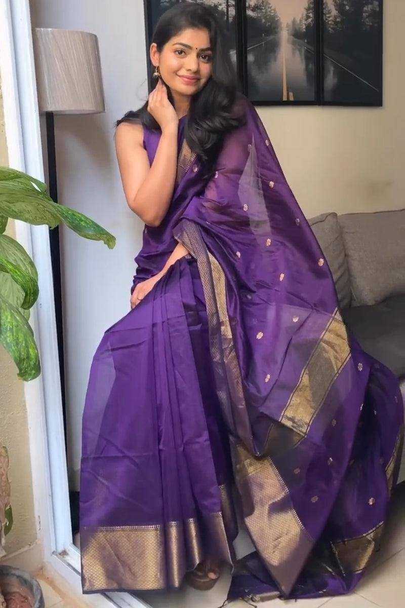 YNF SOFT SILK RIN179 750 SAREES WHOLESALE ZARI BORDER PURPLE LINEN SILK SAREES MANUFACTURER - Deevit International