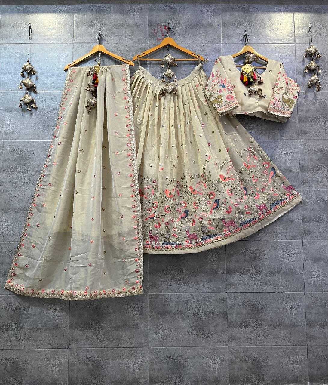 YNF TISSUE SILK KESH179 AHB106 LEHENGAS WHOLESALE EMBROIDERED SILK WEDDING DESIGNER LEHENGAS MANUFACTURER - Deevit International