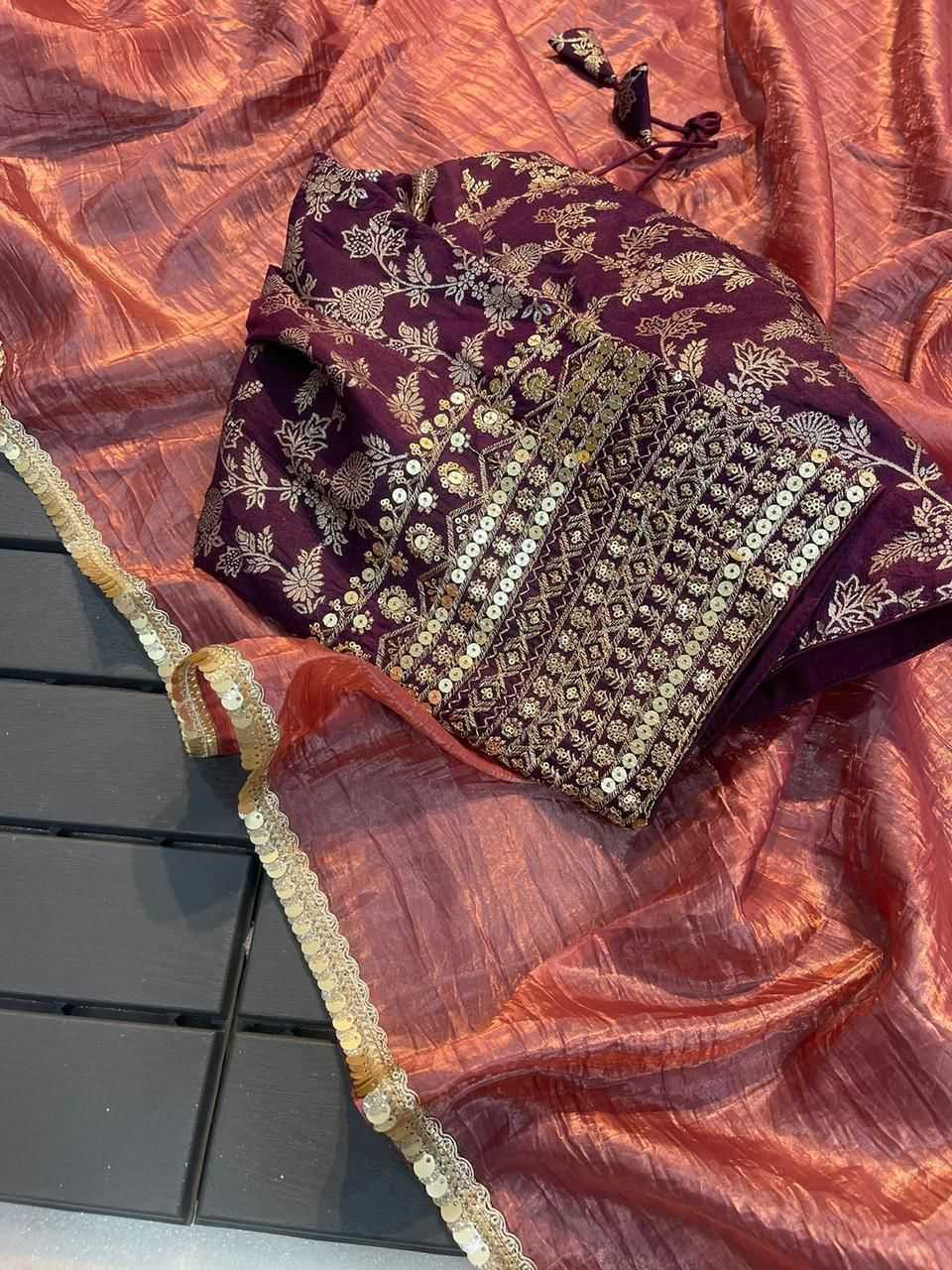 YNF TISSUE SILK KESH195 KRF31 SAREES WHOLESALE LACE BORDER PARTY WEAR PLAIN TISSUE SILK SAREES MANUFACTURER - Deevit International