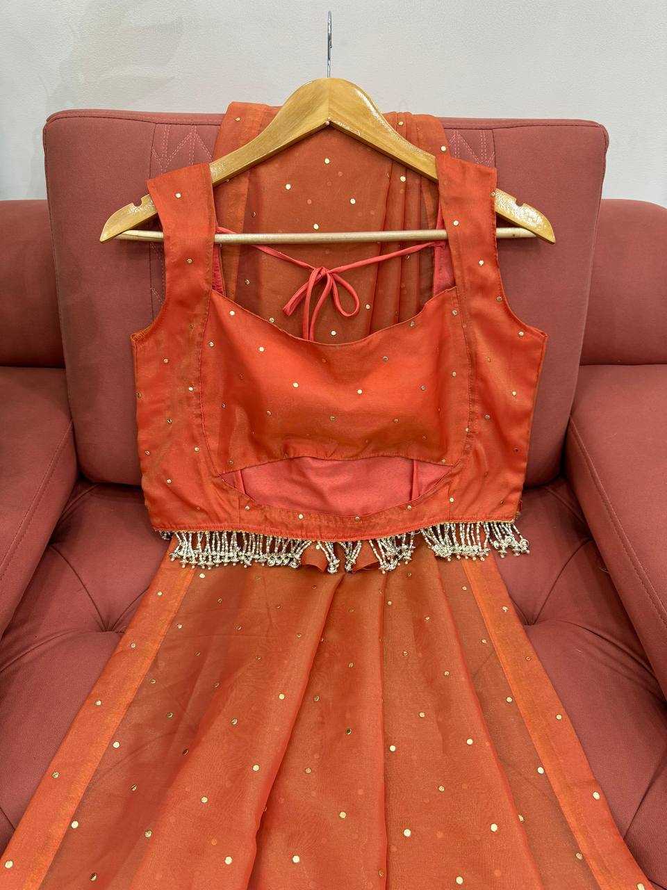 YNF TISSUE SILK RIN133 530 SAREES WHOLESALE PARTY WEAR TISSUE SILK LACE BORDER ORANGE SAREES MANUFACTURER - Deevit International