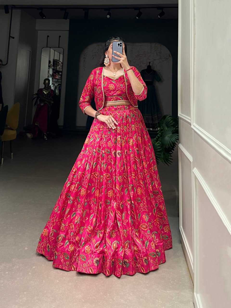 YNF TUSSAR SILK KESH136 1136 LEHENGAS WHOLESALE SILK PINK LEHENGA WITH DUPTTA PRINTED LEHENGAS MANUFACTURER - Deevit International