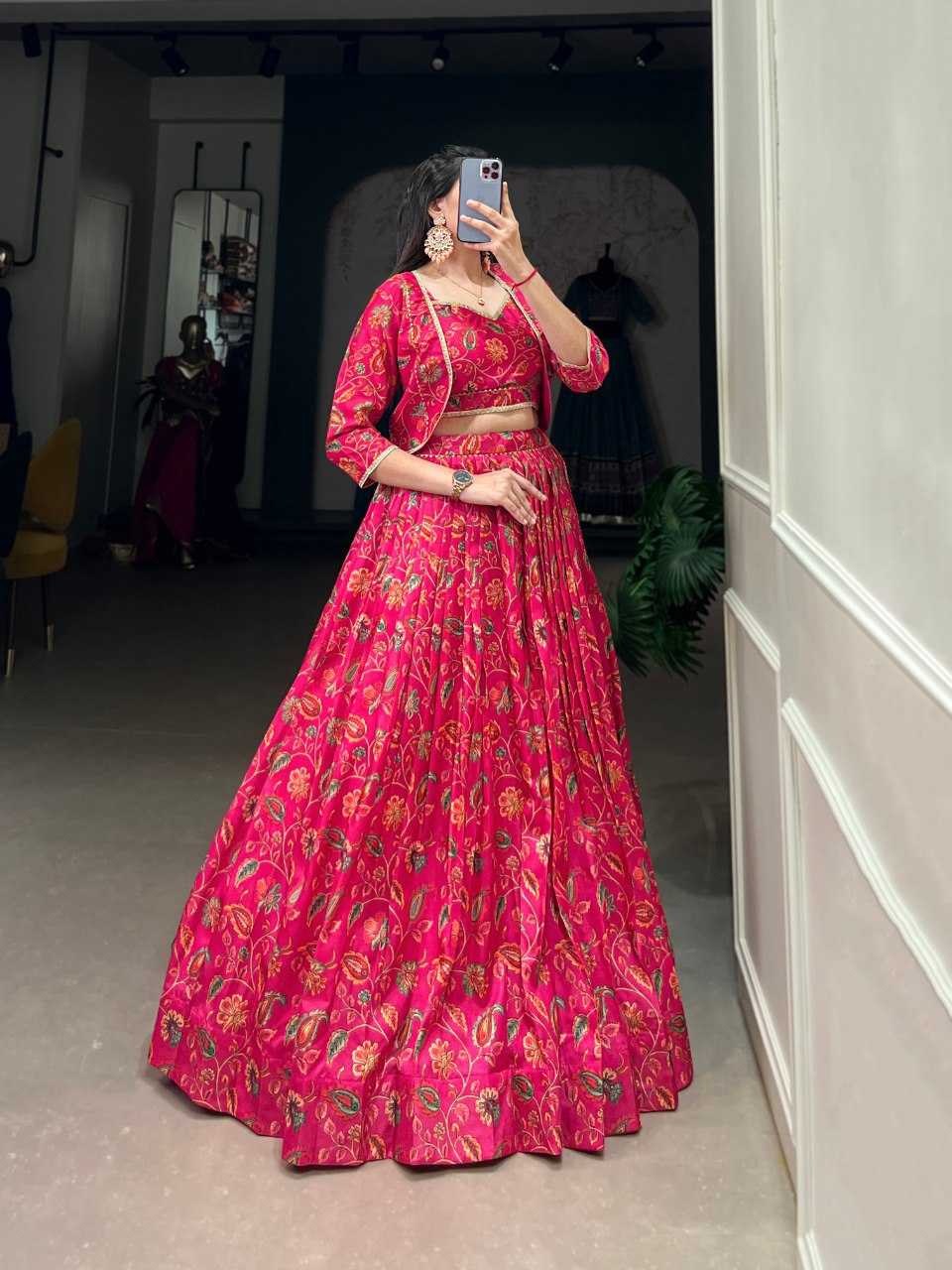 YNF TUSSAR SILK KESH136 1136 LEHENGAS WHOLESALE SILK PINK LEHENGA WITH DUPTTA PRINTED LEHENGAS MANUFACTURER - Deevit International