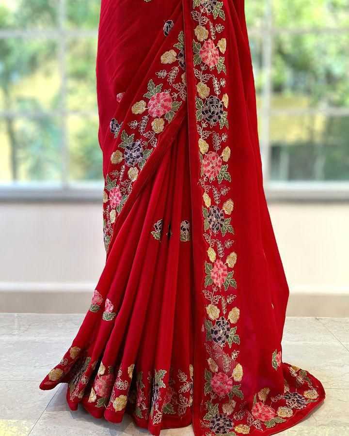 YNF TUSSAR SILK SOFT  RIN164 RRS104 SAREES WHOLESALE EMBROIDERED RED TUSSAR SILK SAREES  MANUFACTURER - Deevit International