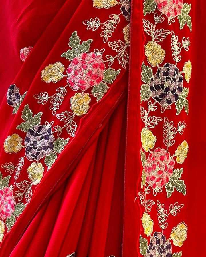 YNF TUSSAR SILK SOFT  RIN164 RRS104 SAREES WHOLESALE EMBROIDERED RED TUSSAR SILK SAREES  MANUFACTURER - Deevit International