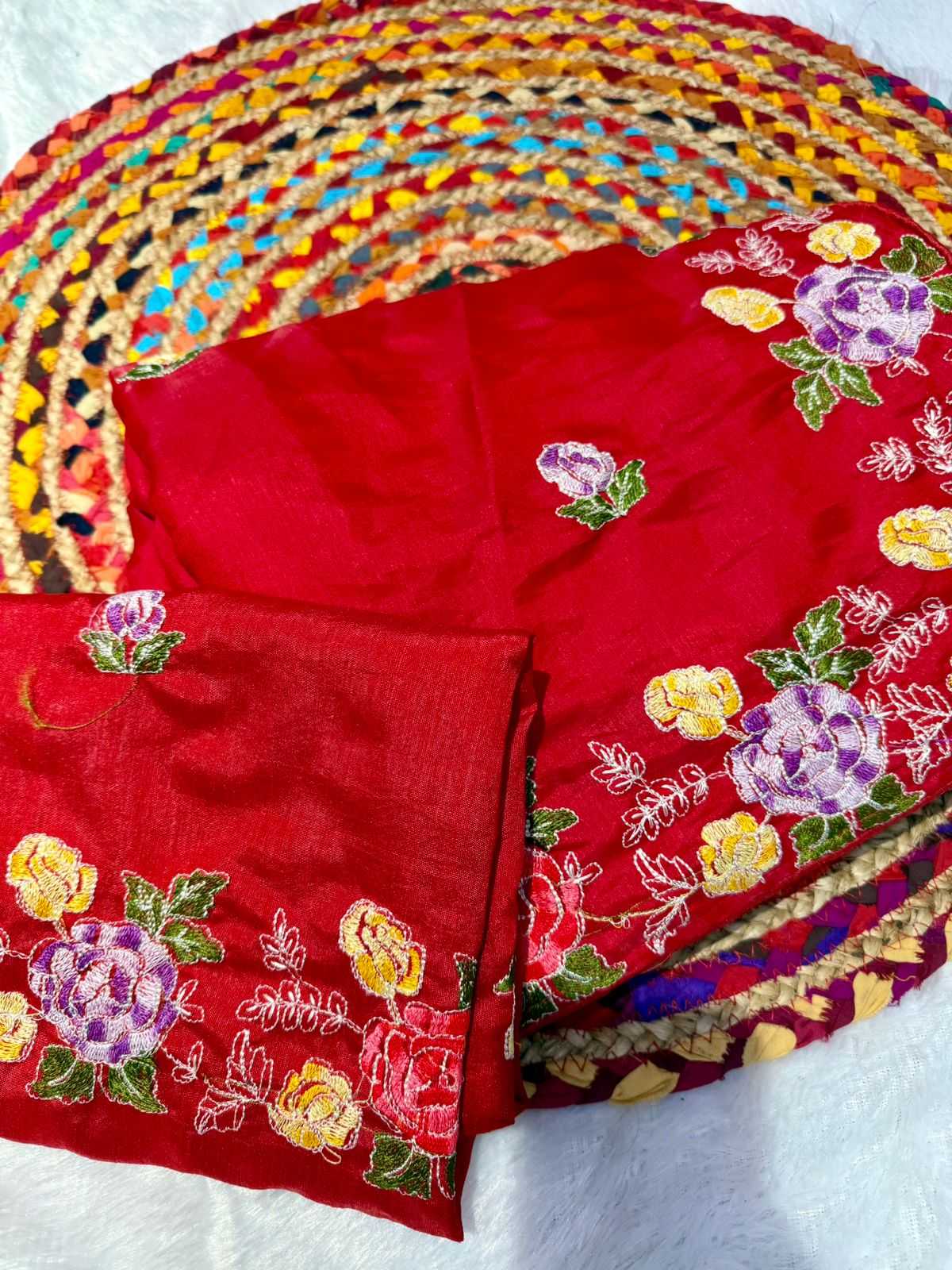 YNF TUSSAR SILK SOFT  RIN164 RRS104 SAREES WHOLESALE EMBROIDERED RED TUSSAR SILK SAREES  MANUFACTURER - Deevit International