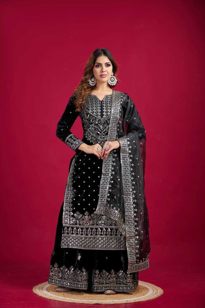 YNF VELVET KESH122 5001 SUITS & DRAESSES WHOLESALE EMBROIDEREY SHARARA SALWAR VELVET EMBROIDERY LADIES SUITS MANUFACTURE - Deevit International