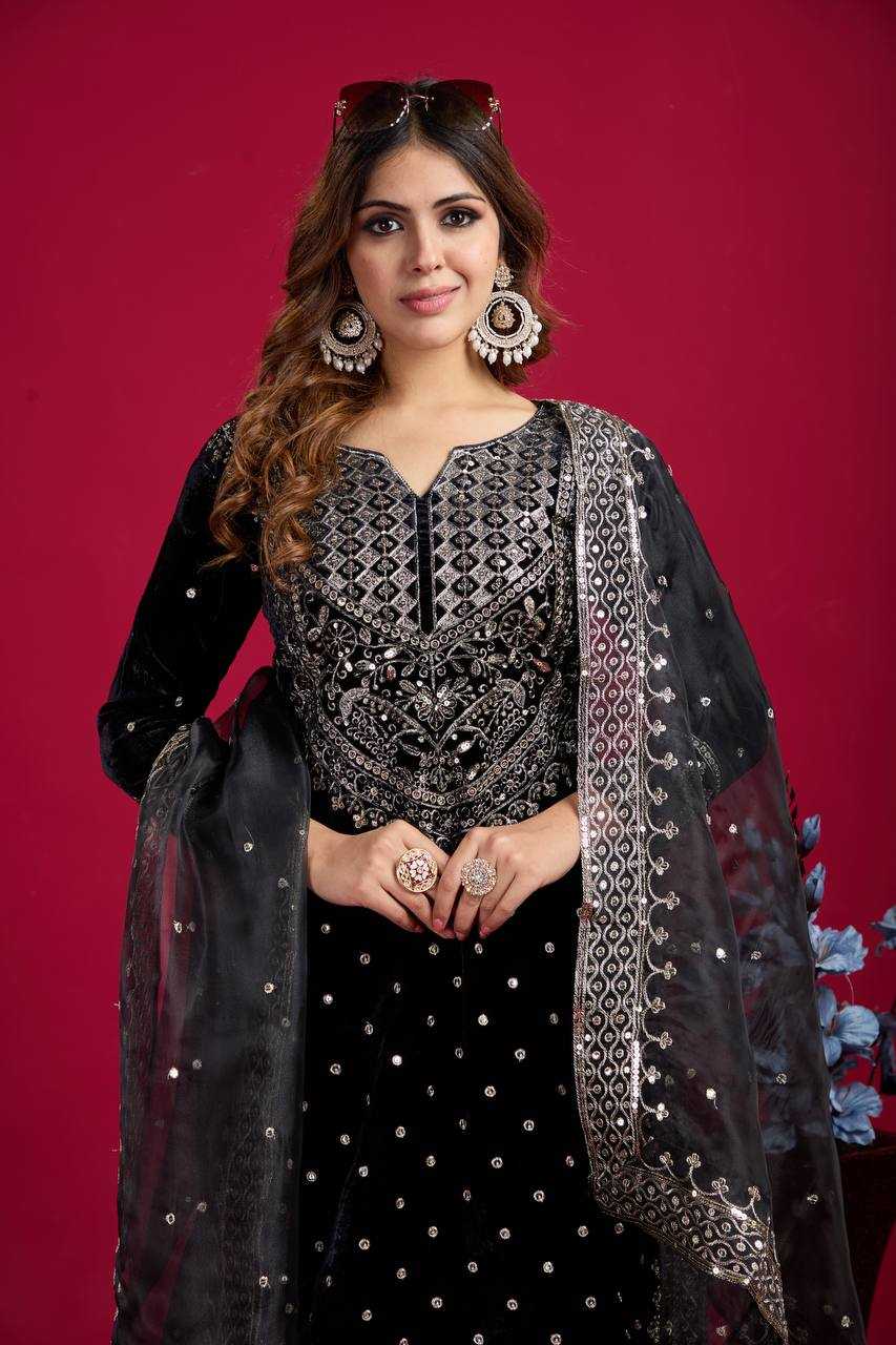 YNF VELVET KESH122 5001 SUITS & DRAESSES WHOLESALE EMBROIDEREY SHARARA SALWAR VELVET EMBROIDERY LADIES SUITS MANUFACTURE - Deevit International