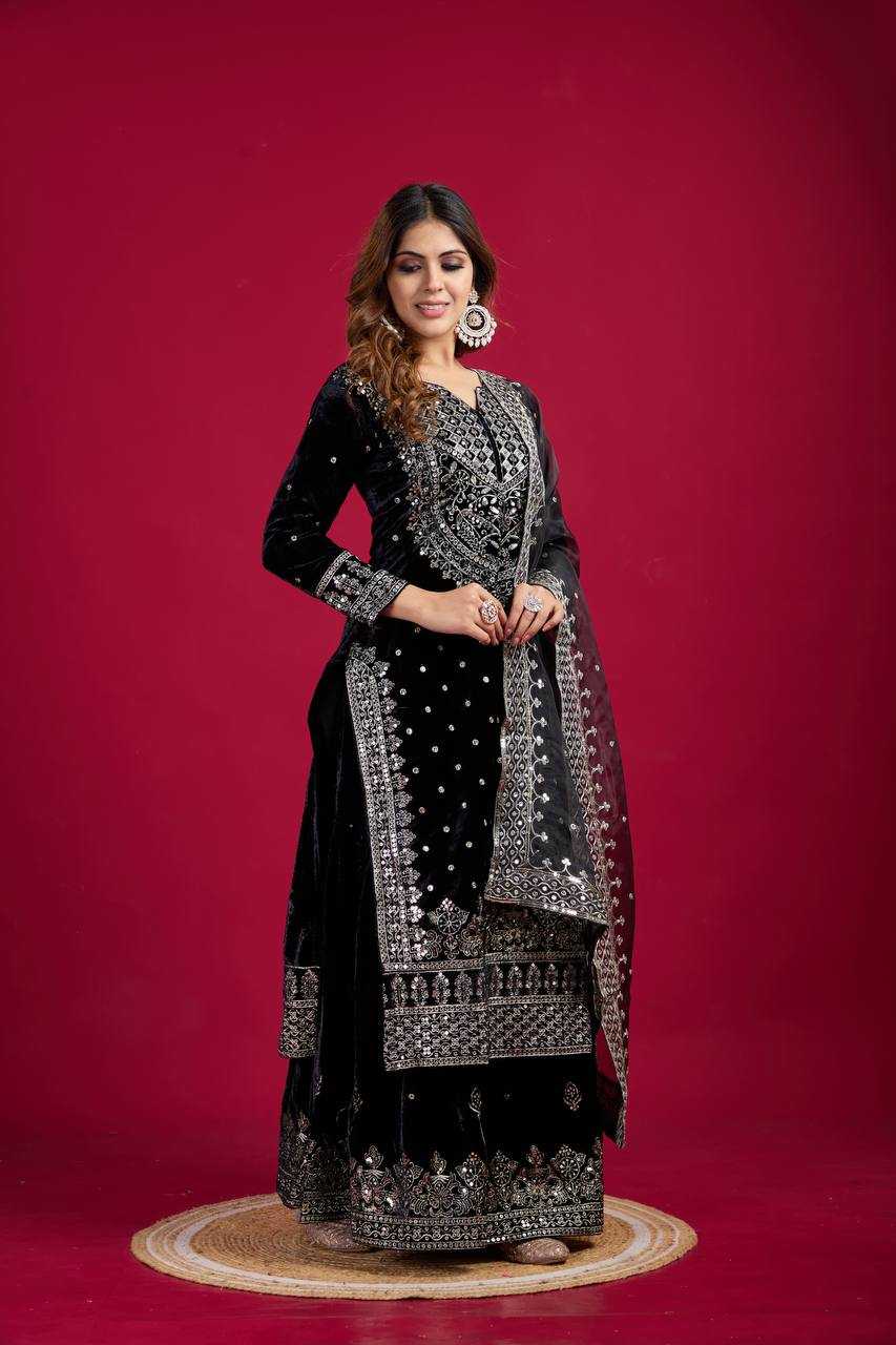 YNF VELVET KESH122 5001 SUITS & DRAESSES WHOLESALE EMBROIDEREY SHARARA SALWAR VELVET EMBROIDERY LADIES SUITS MANUFACTURE - Deevit International