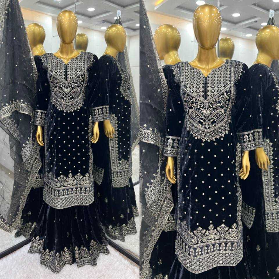 YNF VELVET KESH122 5001 SUITS & DRAESSES WHOLESALE EMBROIDEREY SHARARA SALWAR VELVET EMBROIDERY LADIES SUITS MANUFACTURE - Deevit International