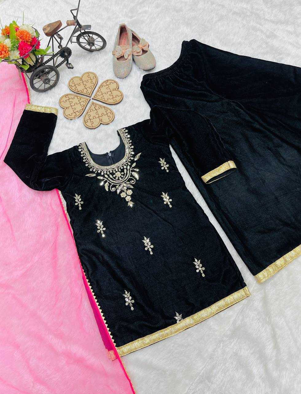 YNF VELVET KESH144 193 WHOLESALE KIDS SUIT KIDS FESTIVE KIDS SHARAR SUITS MANUFACTURER - Deevit International