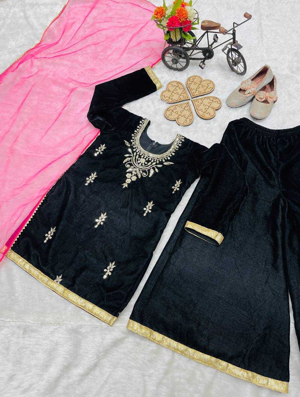 YNF VELVET KESH144 193 WHOLESALE KIDS SUIT KIDS FESTIVE KIDS SHARAR SUITS MANUFACTURER - Deevit International