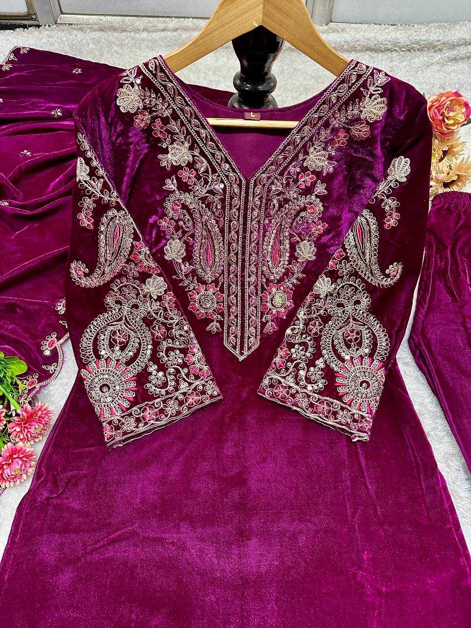 YNF VELVET KESH147 233 SUITS & DRESSES WHOLESALE EMBROPIDERY VELVET PARTY WEAR LONG KURTI SUITS MANUFACTURE - Deevit International