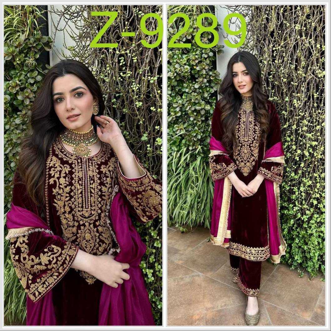 YNF VELVET KESH158 9289 SUITS & DRESSES WHOLESALE PAKISTANI EMBROIDERY VELVET EID COLLECTIONS SUITS MANUFACTURE - Deevit International