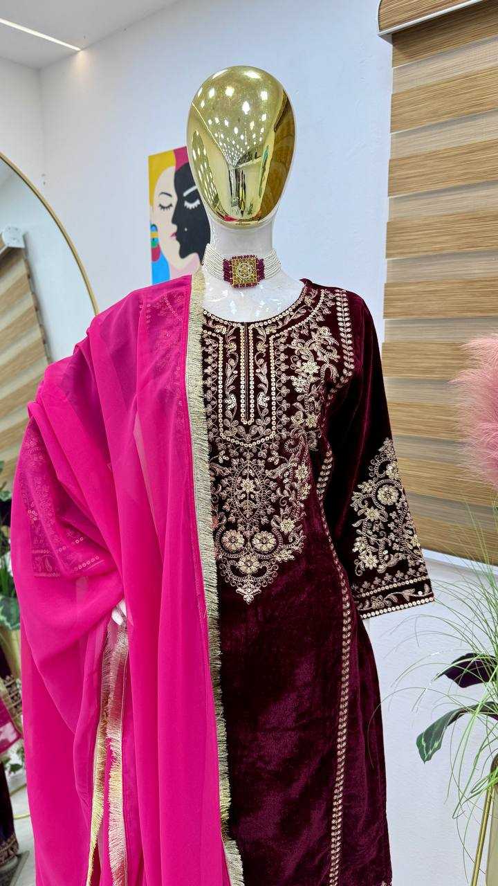 YNF VELVET KESH158 9289 SUITS & DRESSES WHOLESALE PAKISTANI EMBROIDERY VELVET EID COLLECTIONS SUITS MANUFACTURE - Deevit International