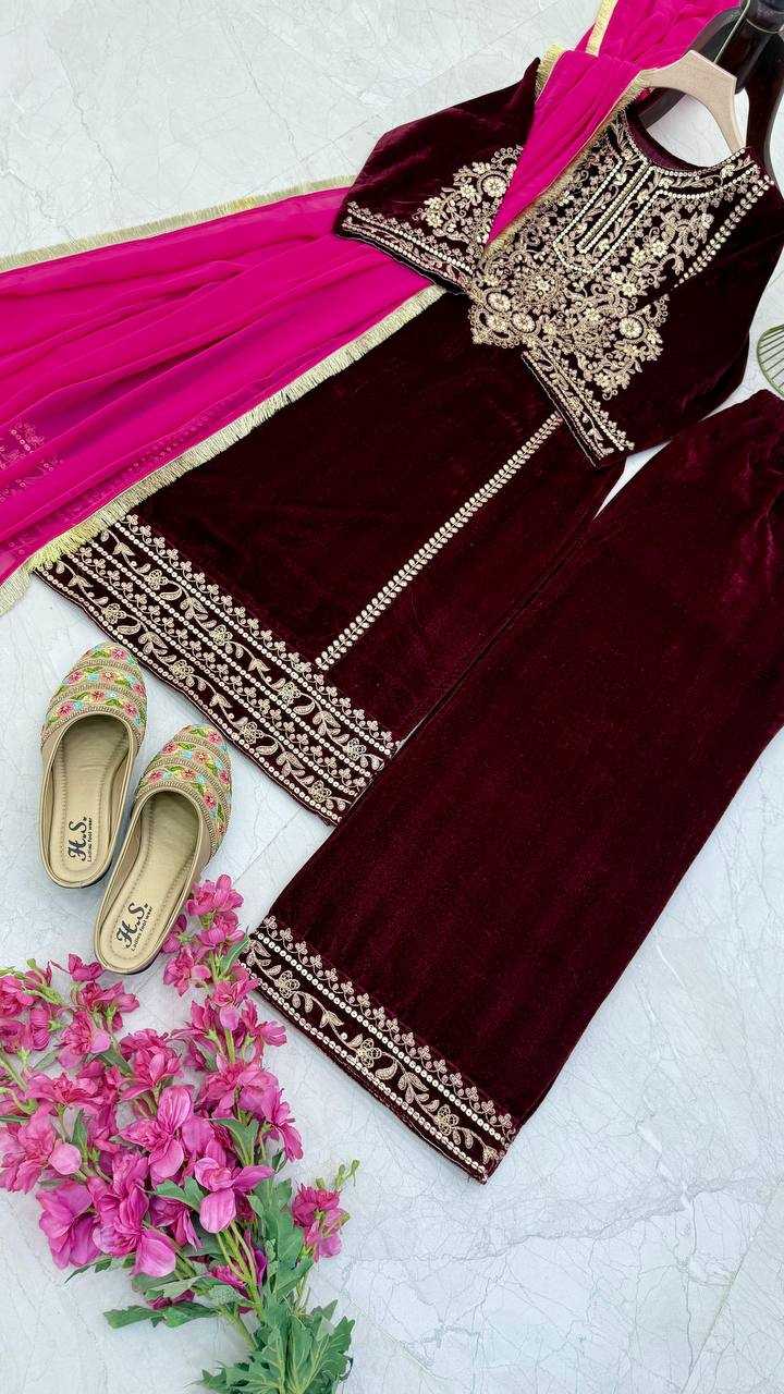 YNF VELVET KESH158 9289 SUITS & DRESSES WHOLESALE PAKISTANI EMBROIDERY VELVET EID COLLECTIONS SUITS MANUFACTURE - Deevit International