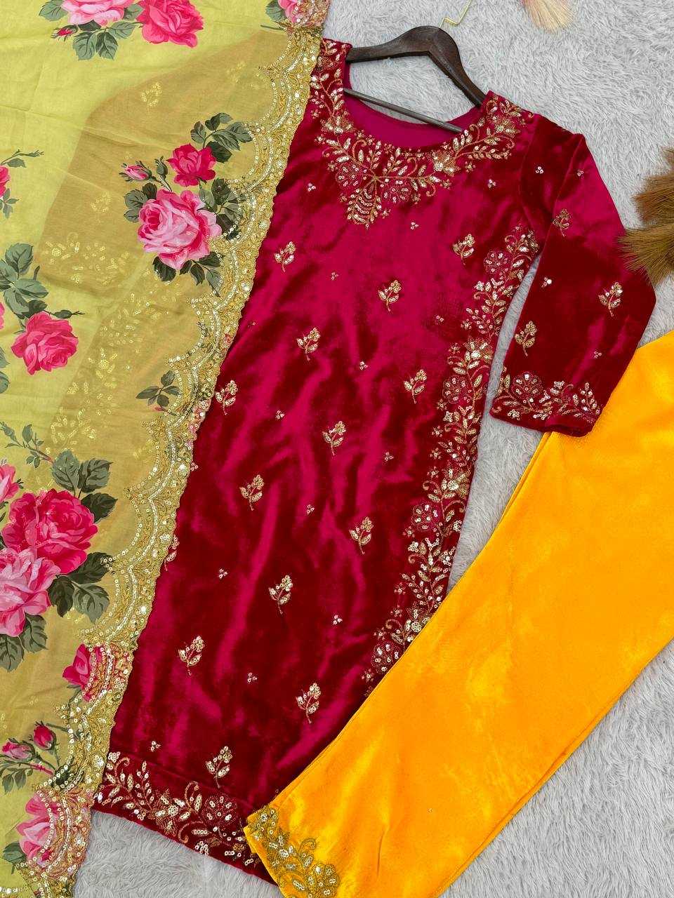 YNF VELVET KESH228 574 SUITS & DRESSES WHOLESALE PAKISTANI EMBROIDERY VELVET EID COLLECTIONS SUITS MANUFACTURE - Deevit International