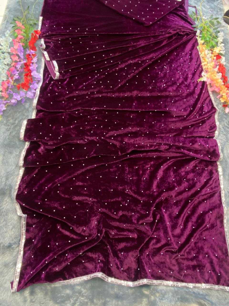 YNF VELVET RIN121 895 SAREES WHOLESALE VELVET LACE BORDER STONE WORK PARTY WEAR SAREES MANUFACTURER - Deevit International