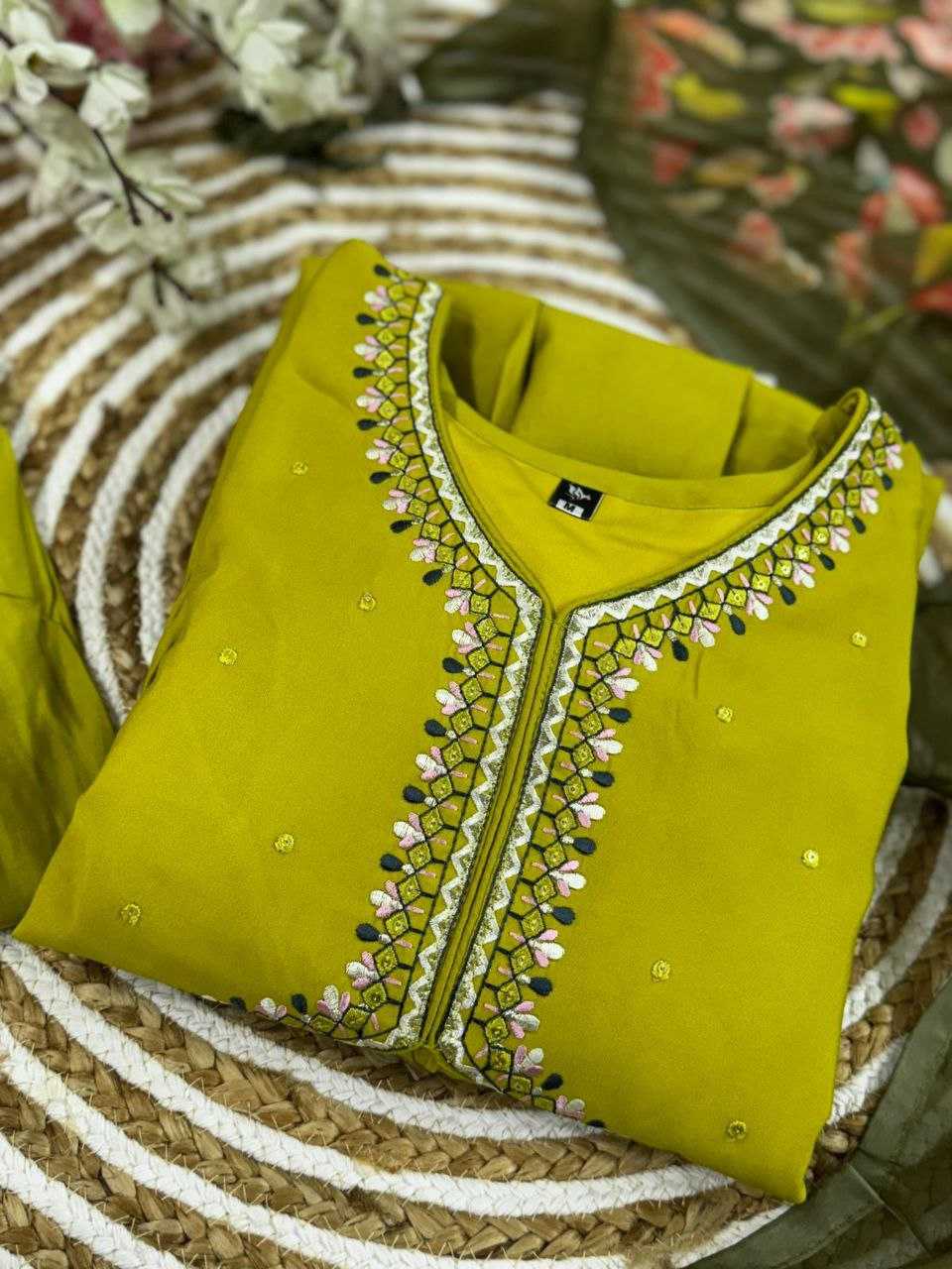 YNF VISCOSE CHANDERI KESH214 276 SUITS & DRESSES WHOLESALE ALIA CUT CHANDERI HALDI OUTFITS SUITS MANUFACTURE - Deevit International